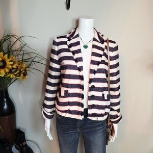 J. Crew Navy and White Striped Blazer